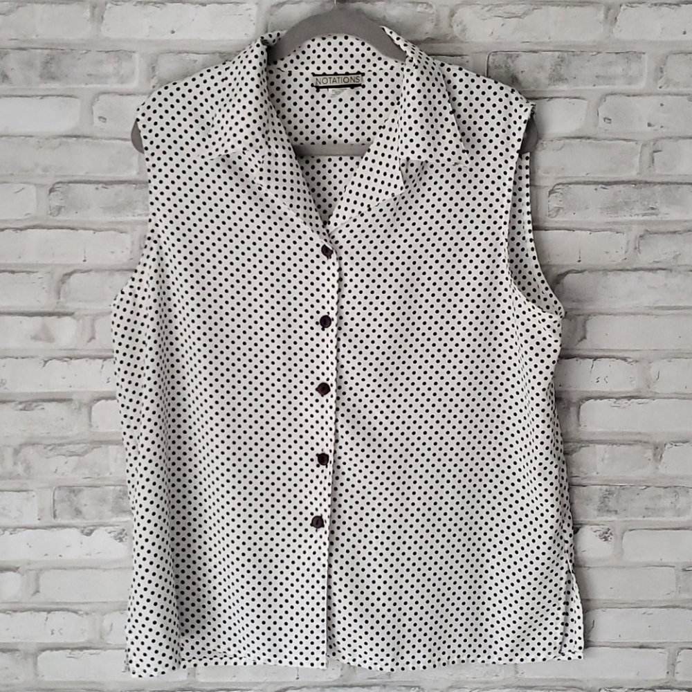 Notations Polka Dot Sleeveless Blouse
